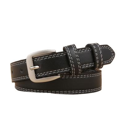 China High Quality Casual Waist Belt For Lady Fashion Leisure PU Belts Woman For Jeans With Double Stitching White for sale