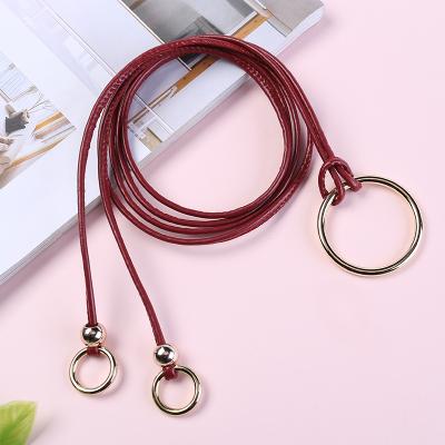 China Iron shape skinny PU rope women dress belt wild type rope vintage temperament waist belts new Korean PU belt for sale