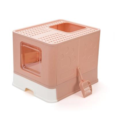 China Cat Toliet Foldable Cat Toilet Garbage Tray Cats Litter Box with Front Entry and Top Exit for sale