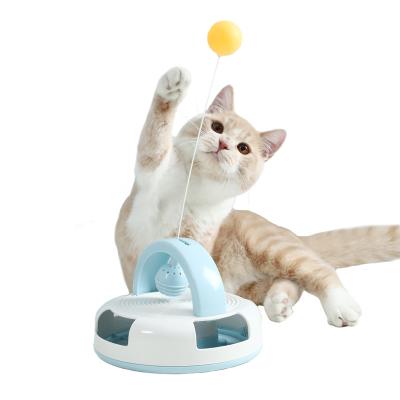 China Viable Turntable Bell Ball Self Playing Cat Toy with Catnip Ball Interactive Feather Kitten Cat Toy for Indoor Cats for sale