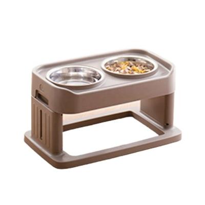 China High Viable Non Slip Adjustable Dog Wheel Adjustable Raised Feeder With Double Rounded Stainless Steel Dog Bowls for sale