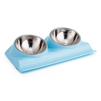 China Double Viable Dog Bowls With Raised Rack 15 Slip Pet Feeder Bowl Not Sloped Elevated Food Water Pet Feeding Bowls for sale