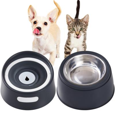 China Sustainable Separate Design Dog Cat Water Bowl Multifunctional Anti Spill Pet Double Drinking Bowls for sale