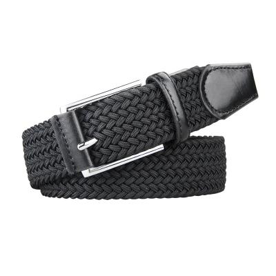 China Comfortable Fashion Accessories Braided Black Elastic Belts Mens Fabric Golf Belt for sale