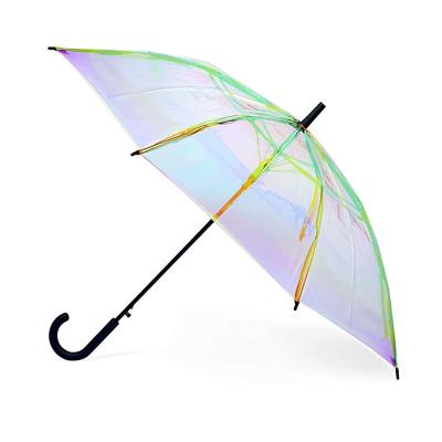 China All In 1 Wholesale Fashion Fancy Color Changing Clear PVC Holographic Umbrella For Girl for sale