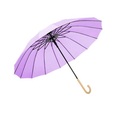 China 2020 Customized Modern Wooden 16k Automatic Women Rain Straight Umbrella On Sale for sale