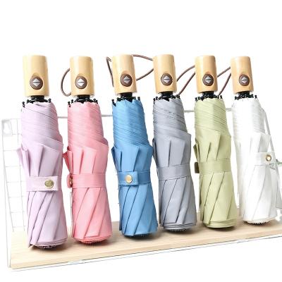 China All In 1 3 Times Wooden Umbrella Handle Umbrella Automatic Open And Close for sale