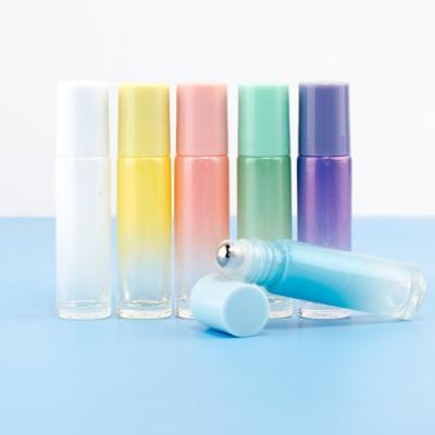 China Eco-Friendly Recyclable Ready To Ship Empty Macaran Color Roll On Glass Bottle With Roller Ball For Women Perfume for sale