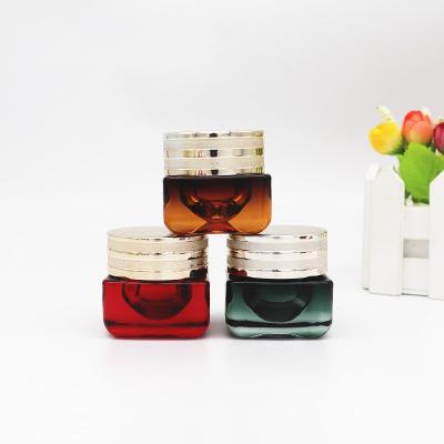 China Eco-friendly Recyclable Unique Custom Paint Square Wholesale Glass Container Cosmetic Packaging Jar For Face Eye Skin Care Cream for sale