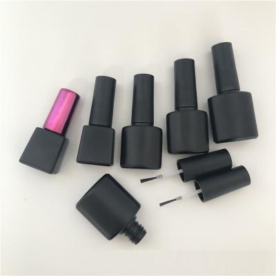 China Fast Shipping Eco-friendly Unique Custom Matte Black Glossy Black Glass Nail Polish Empty Bottle With Brush Cap for sale