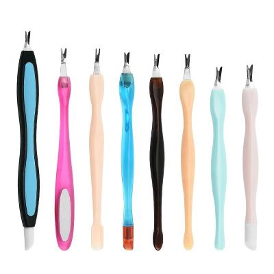 China Finger Success Safety Use Brown Plastic V Shaped Cuticle Fork For Dead Skin Trimmer for sale