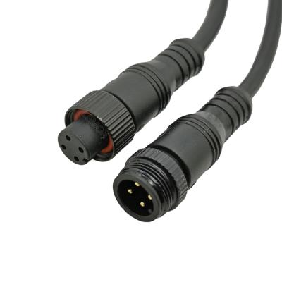 China IP67 Waterproof Power Black Jacket Cable Metal M12 4pin Connector For Led for sale