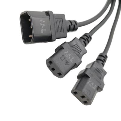 China Home Appliance Iec320 C14 To Dual C13 Type Plug Connector Splitter C13 C14 Plug Cable Cords for sale