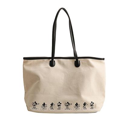 China arming & Hot Sale Disney Mickey Canvas Tote Bag Fashion Disarm Handbag Off The White Cute Shopping Bag For Women for sale