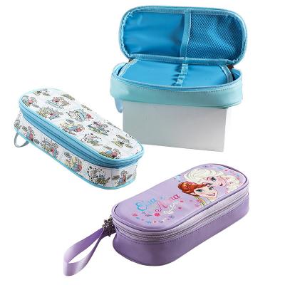 China Large durable multi-function zipper set stationery double layer pop up high capacity stationery box boba university key chain pencil case for sale