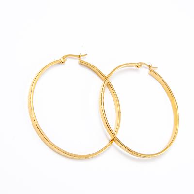 China Real CLASSIC gold plated circle embossed cutout regular earring square pattern circle buckle earrings stainless steel print regular earring for sale