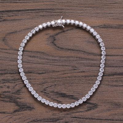 China Wholesale Hiphop Diamond Anklet Silver Gold Plated Jewelry Tennis Anklet For Women for sale