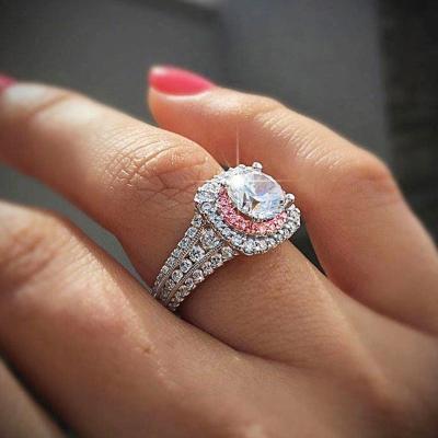 China Hiphop Manufacturer Direct Selling CZ Moissanite Wedding Rings Silver Crystal Ring Women for sale