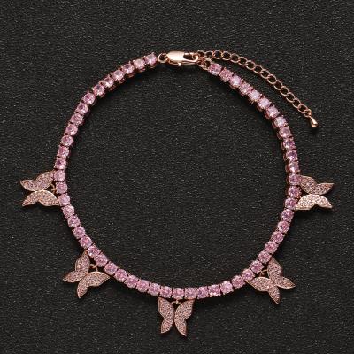 China Hiphop Gold Bangle Jewelry Butterfly Bracelet Butterfly Rose Anklet for sale