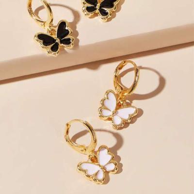 China Cute Baby Animal Circle Loop Butterfly Enamel Jewelry Ear Huggies Butterfly Ear Huggies Clip On Earrings For Cartilage for sale