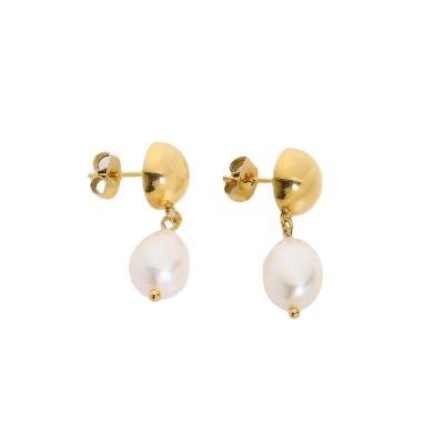 China Vintage Fashion Jewelry 18K Gold Plated Stainless Steel Jewelry Stud Earrings Bead Charm Earrings 2021 for sale