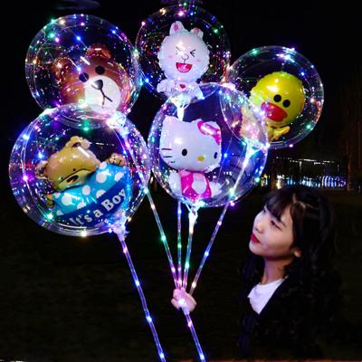 China For Gift 20 Inch Transparent Airy Led Luminous Round Bobo Balloons LED Light Bobo Balloons With Cartoon Balao De Led for sale