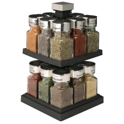 China Sustainable Classic Square Rotate 16 Jars Spice Rack For Storing Spices for sale