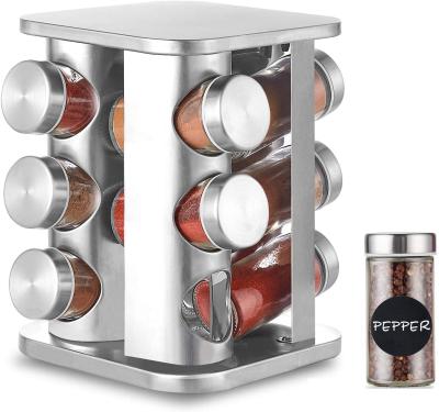 China Sustainable 12pcs Square Shape Modern Stainless Steel Spice Rack Set For Kitchen Storage for sale