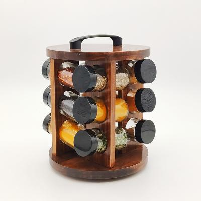 China Modern Design Sustainable Jar New Arrival 12 Spinning Spice Rack With Handle for sale