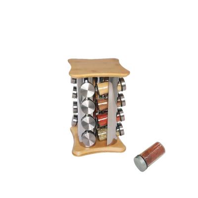 China Viable Revolving Bamboo Organizer Wooden Spice Rack for sale