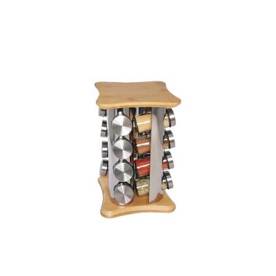 China Sustainable Kitchen Organizer Bamboo Rotating Spice Rack For Kitchen Room for sale