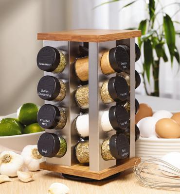 China HLS3018 Sustainable Spice Rack Spice Rack Bamboo Rotating Seasoning Rack For Sale for sale