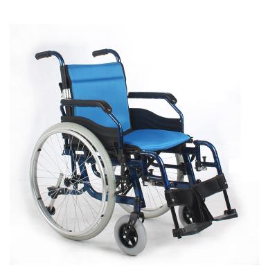 China Silla de ruedas manual ultraligera azul profesional de Seat con la rueda delantera de los 200MM de los x 30MM en venta