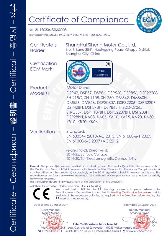 CE - Shanghai Siheng Motor Co., Ltd.