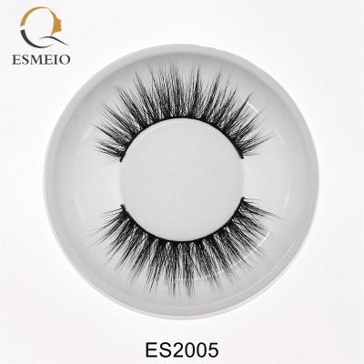 China 3D Crisscross One Dollar Lashes Look Makeup Synthetic Fiber Natural Thick Strip Lashes False Handmade Silk Eyelash for sale