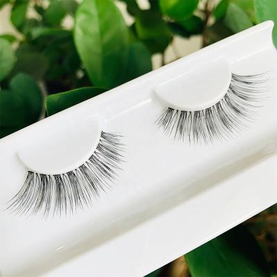 China New Fashion Clear Strip Hair Crisscross Eyelashes Customized Logo Double Layer Wispy Eyelashes Natural Looking False Eyelash for sale