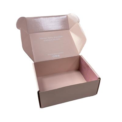 China Wholesale Custom Craft Cardboard Corrugated Pink Mailing Box Recyclable With Logo For Apparel Packaging for sale