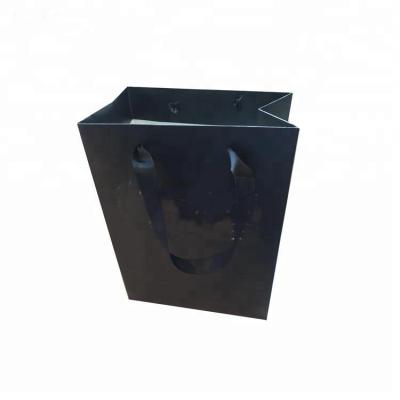 China Recyclable Vegetable Kraft Paper Bags With Handles Simple Black Kraft Grocery Paper Bag For Supermarket for sale