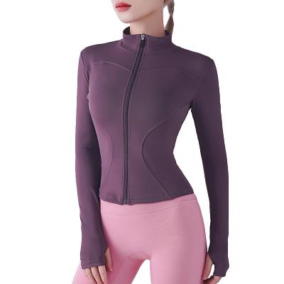 China Lady Long Sleeved Yoga Jackets Fitness Gym Training Coat Breathable Sports Zipper Running Jackets Quick Dry Outdoor Women for sale