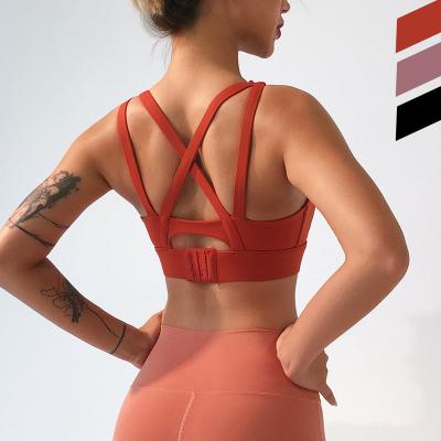 China Breathable Nine Shoulder Sports Bra Women Workout Sports Bra Top Gym Fitness Crop Top Gym Sets Running Fitness Yoga Gym Br for sale