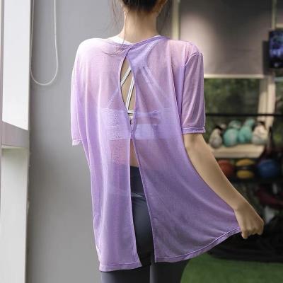 China Breathable Long Sleeve Plaid Yoga Shirt Women Breathable Fitness Tops for sale