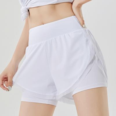 China Breathable High Waist Tummy Control Workout Running 4 Way Stretch Yoga 2 In 1 Shorts With Pouch for sale