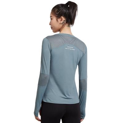 China Breathable Chew Yoga Shirts Womens Splicing Long Sleeve Yoga Tops Running Sports Shirts For Women for sale