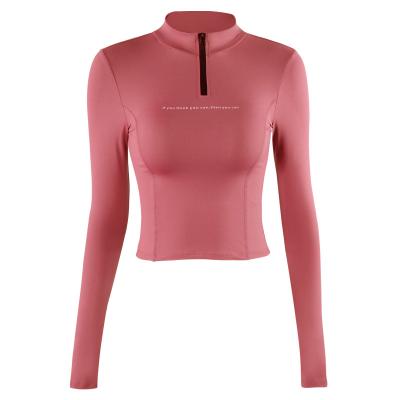 China Running Outdoor Women Lady Long Sleeved Yoga Jackets Fitness Gym Training Coat Quick Dry Breathable Sports Half Zipper Jackets for sale