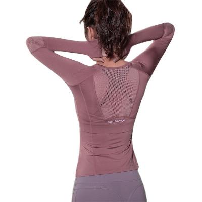 China Breathable Sports Long Sleeve T Shirt Women Sportswear Fitness Tops Woman Plus Size Shirts Polyester Gym Wear Yoga Top for sale