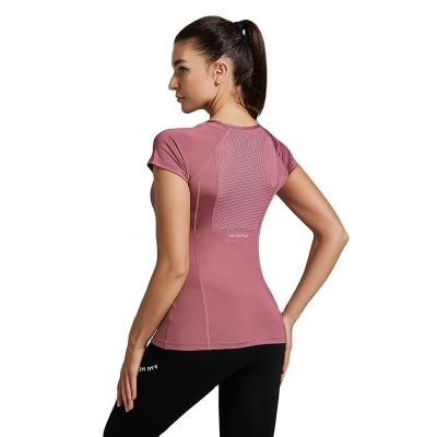 China New Women's Breathable TopsSoft Stretch Breathable Fitness Runnin Sleeve Yoga Sports T-shirt Casual Breathable Fitness Short Top for sale