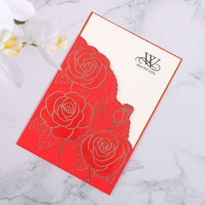 China Europe Chinese wedding cards, red floral wedding /party invitations for sale