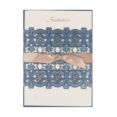 China New Europe Style Unique Bowknot Decorative Printing Wedding Invitation Customized Pdf for sale