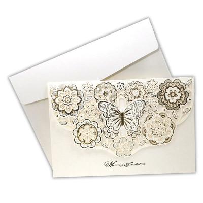 China Custom Europe Paper Laser Cut Creative Butterfly Wedding Invitation Cards for sale