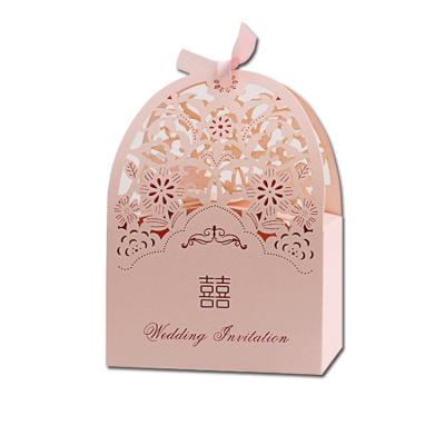 China Recyclable Laser Cut Small Flower Wrapped Custom Candy Box Christmas Paper Chocolate Wedding Candy Box With Window for sale